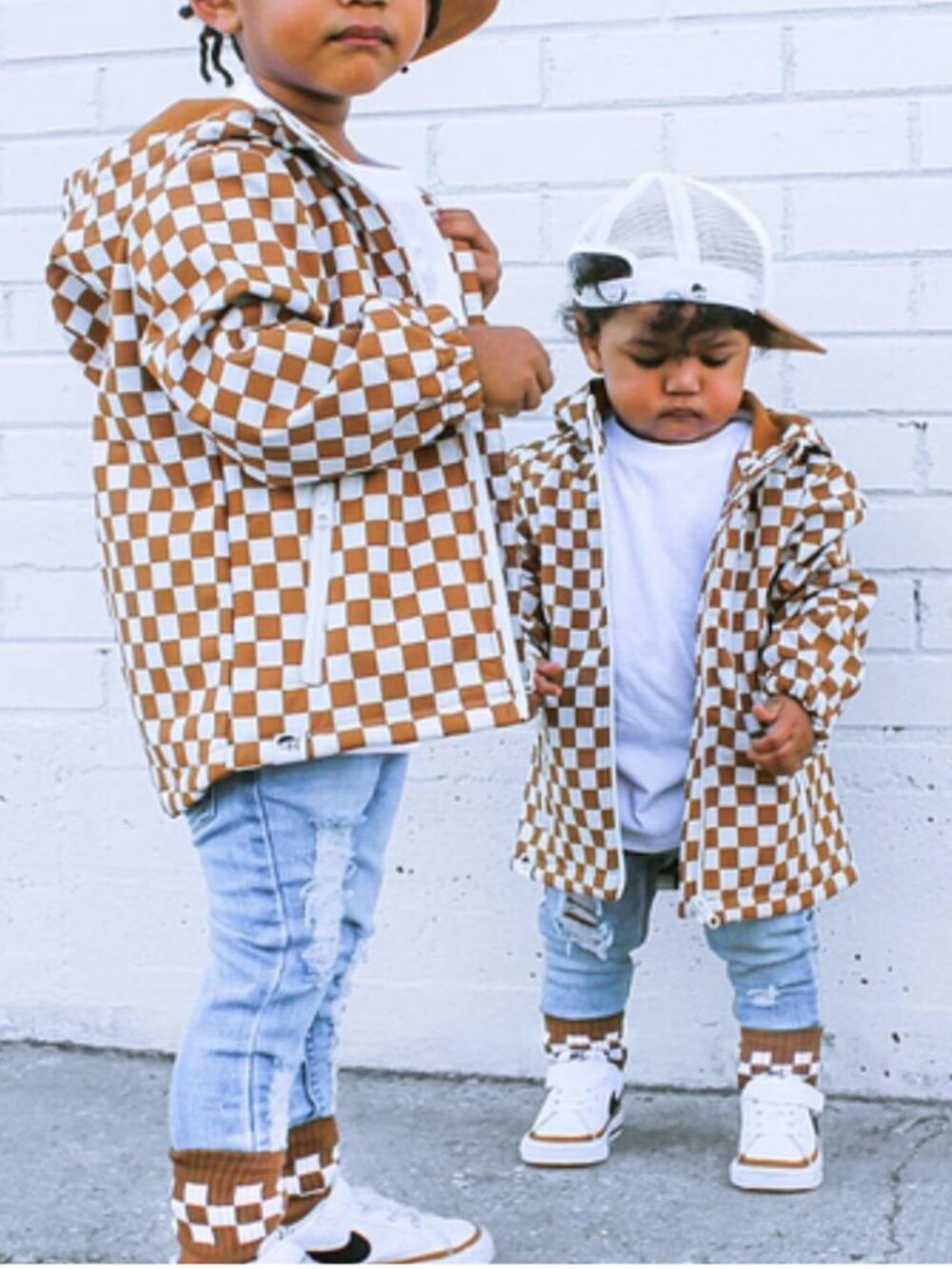 George Hats 12-18 Months Baby Toddler Hooded Jacket Chek Print Tan Brown